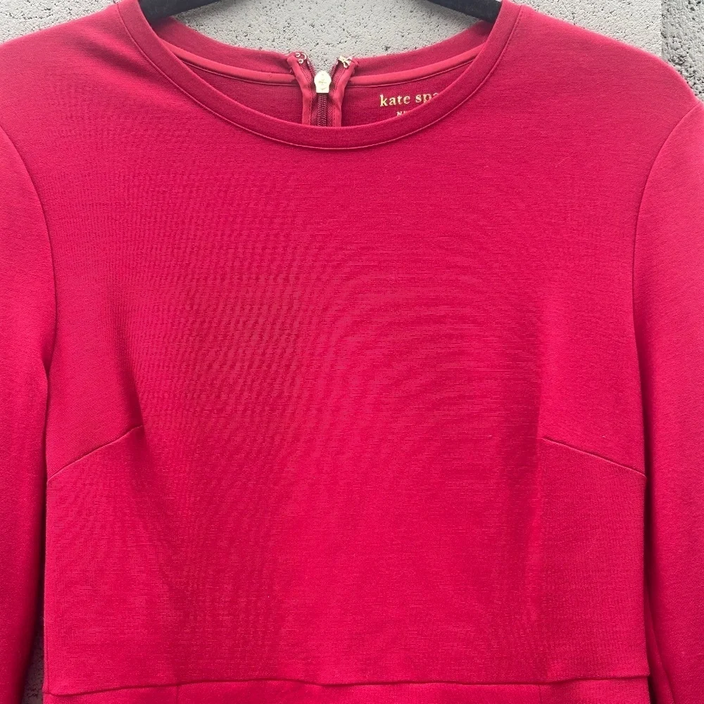 Kate Spade Colorblock Bell Sleeve Ponte Dress Cranberry Burgundy Size M